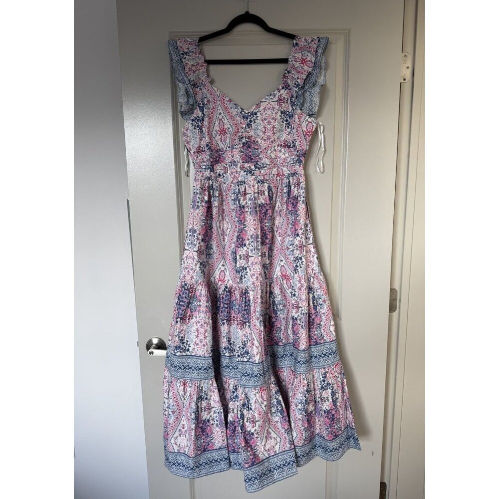 Caroline Constas NWT Tiered Smocked Back Maxi Dress in Diamond Floral Print M